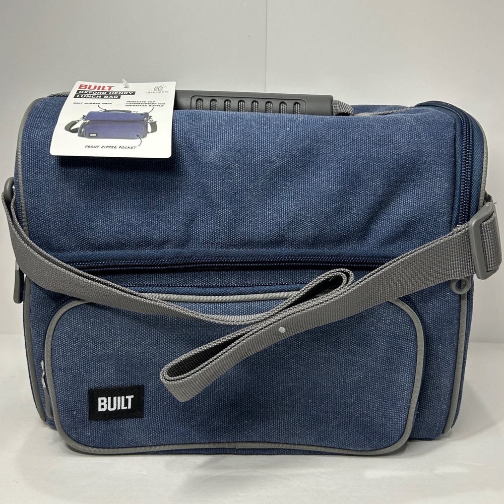 BUILT Oxford Henry Lunch‎ Bag Navy Blue Insulated Cooler Crossbody NEW